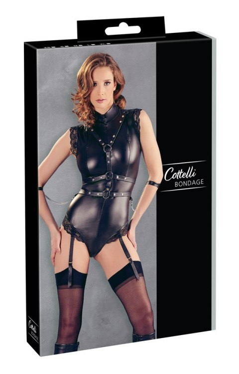 Body Cottelli Bondage S – Fantazyjne body z uprzężą i odpinanymi kajdankami Seksowna Bielizna Body Cottelli Bondage S – Fantazyjne body z uprzężą i odpinanymi kajdankami Seksowna Bielizna