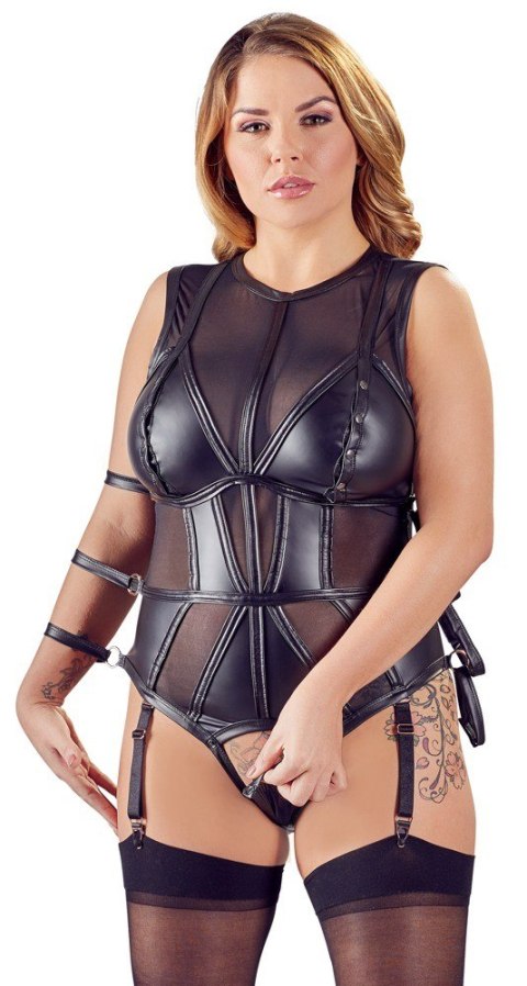 Seksowne body XXXL – Odpinane stringi i miseczki, paski do krępowania i różowo-złote detale Seksowne body XXXL – Odpinane stringi i miseczki, paski do krępowania i różowo-złote detale