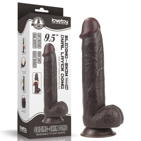 Realistyczne Ciemne Dildo 24 cm z Jądrami i Ruchomą Skórą – Autentyczne Doznania Realistyczne Ciemne Dildo 24 cm z Jądrami i Ruchomą Skórą – Autentyczne Doznania