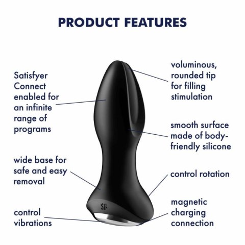 VibrRotation Plug 2 Connect App Black – Inteligentny Plug Analny Premium z Rotacją i Wibracjami