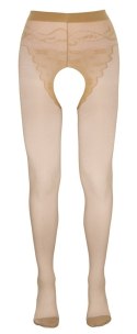 Rajstopy z Odkrytym Kroczem – Beżowe, Rozmiar S, Elegancka Zmysłowość