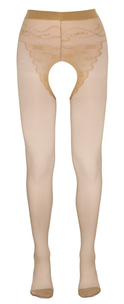 Rajstopy z Odkrytym Kroczem – Beżowe, Rozmiar S, Elegancka Zmysłowość