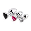 Ekskluzywny Zestaw Korków Analnych Heart Crystal Silver