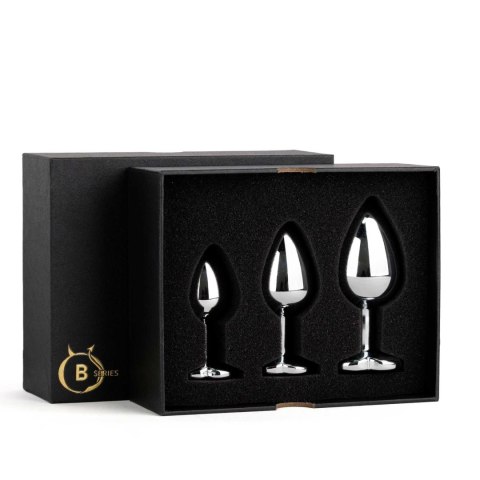 Ekskluzywny Zestaw Korków Analnych Heart Crystal Silver