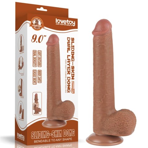 LoveToy Sliding Skin 9" – Realistyczne Dildo Dwuwarstwowe z Przyssawką